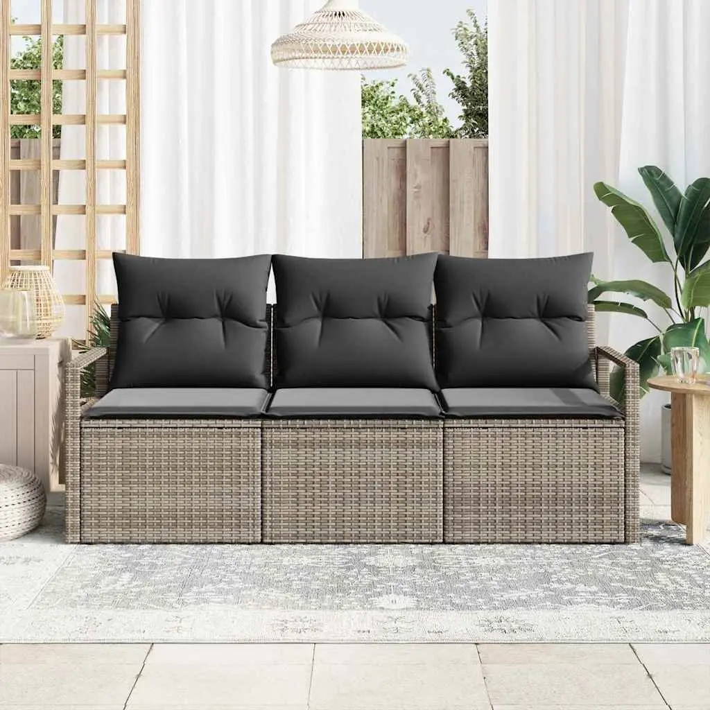 Outdoor Garden Sofa Set Grey 3 Piece Poly Rattan Patio Seating Lounge Furniture