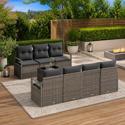Concise Modular Garden Sofa Set - 8pcs in Grey