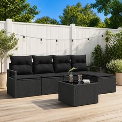 Compact 6-Piece Modular Garden Sofa Set with Storage