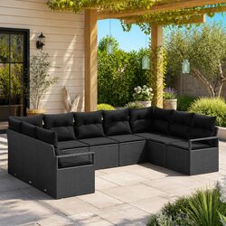 Compact and Stylish 9 Piece Black Rattan Outdoor Set