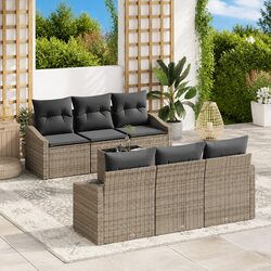 Concise 7-Piece Grey Rattan Sofa Set for Outdoor Spaces