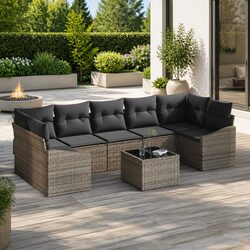 8-Piece Grey Outdoor Sofa Set: Stylish & Durable