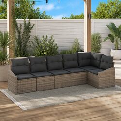 Compact 6-Piece Grey Modular Outdoor Sofa Set