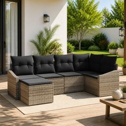 Compact 6-Seater Outdoor Sofa Set with Storage Options