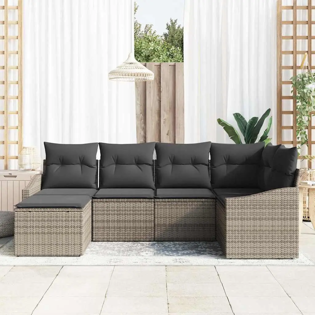 Garden Dining Set Grey 6 Piece Outdoor Sofa Set with Storage Benches