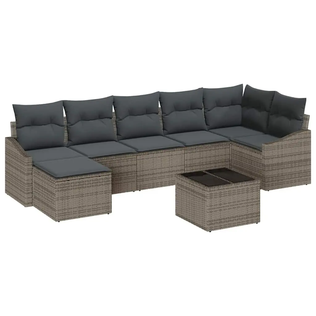 Outdoor Garden Sofa Set Light Grey 8 Piece Modular Poly Rattan Furniture