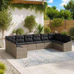 Concise 10-Piece Modular Outdoor Sofa Set in Grey