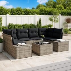 Compact Grey Rattan Sofa Set - 8 Pieces for Your Outdoors