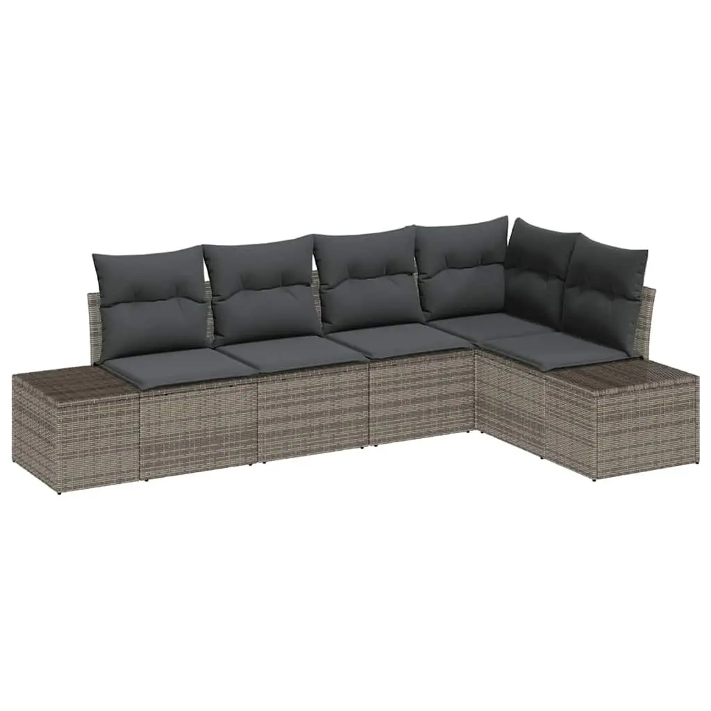 Outdoor Garden Sofa Set 5 Piece Modular Grey Lounge Patio Furniture with Storage