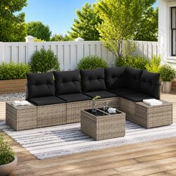 Compact and Elegant Light Grey Modular Garden Sofa Set