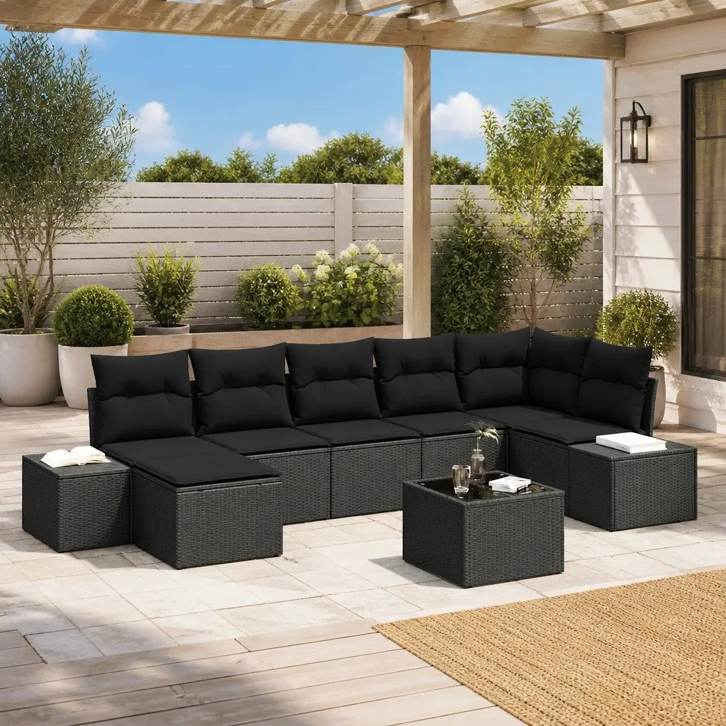 7 Piece Outdoor Garden Sofa Set Black Modular Sectional Patio Furniture