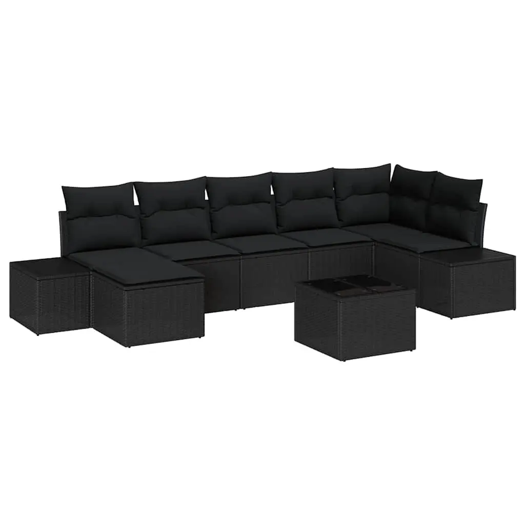 7 Piece Outdoor Garden Sofa Set Black Modular Sectional Patio Furniture
