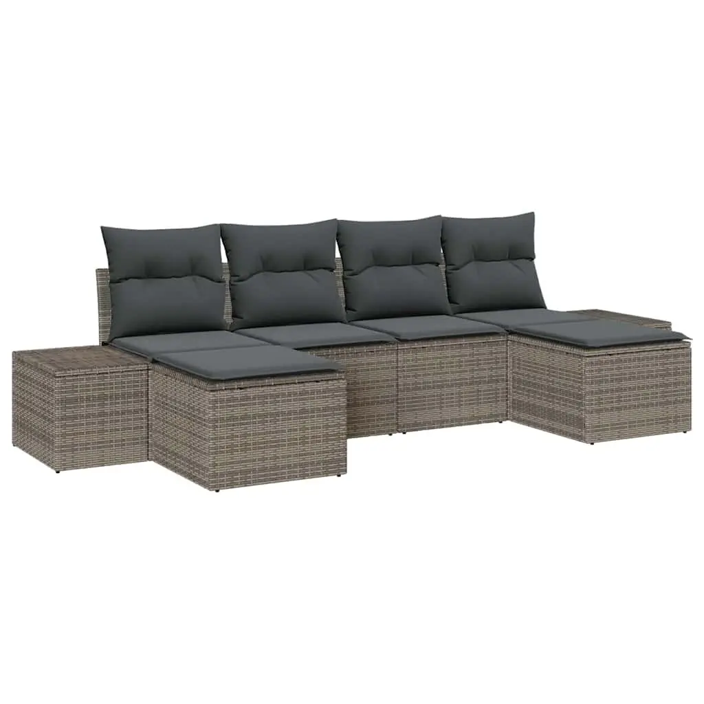 Garden Sofa Set Grey 4 Piece Modular Outdoor Furniture with Cushions