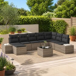 Concise 8-Piece Modular Grey Outdoor Sofa Set