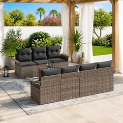 Sleek Grey Garden Sofa Set: Modular and Comfortable