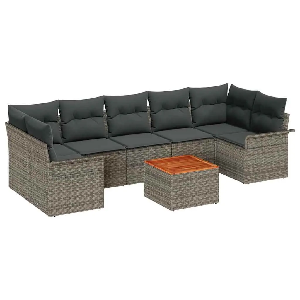 Modular Sofa Set 8 Pieces Grey Poly Rattan Outdoor Seating with Storage Bag
