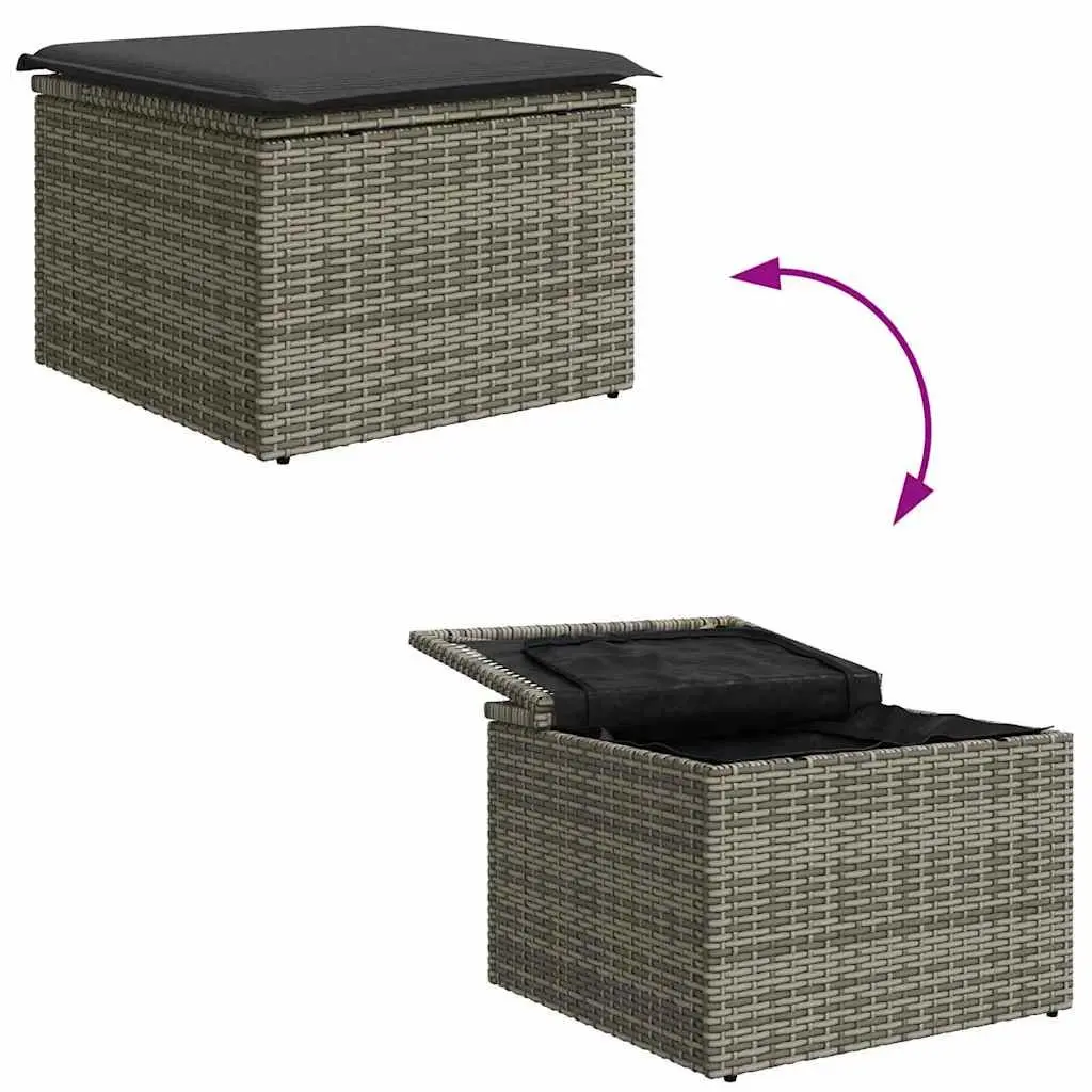 Outdoor Garden Sofa Set 6 Pieces Modular Poly Rattan Patio Seating Grey