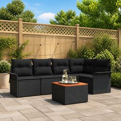 Concise 6-Piece Black Modular Garden Sofa Set