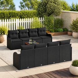 Garden Sofa Set Modular Outdoor Furniture 9 Piece Black Poly Rattan Patio Lounge
