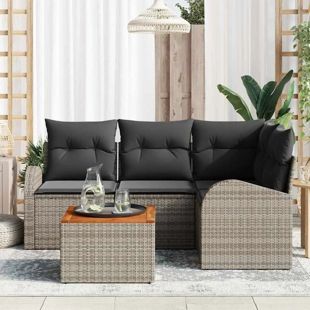 Modular Garden Sofa Set Grey 5 Piece Outdoor Furniture with Storage Table