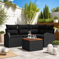 Concise Modular 5-Piece Garden Sofa Set in Black
