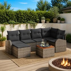 Compact and Elegant 7 Piece Outdoor Sofa Set in Grey