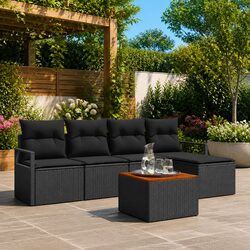 Compact 6-Piece Modular Garden Sofa Set for Outdoors
