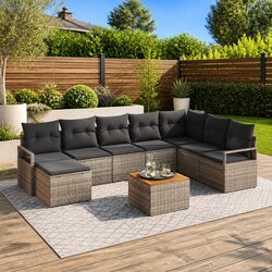 Compact and Stylish 9-Piece Modular Garden Sofa Set
