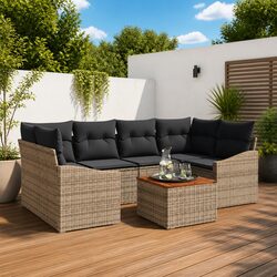 Sleek 7pc Modular Grey Outdoor Sofa Set for Your Patio