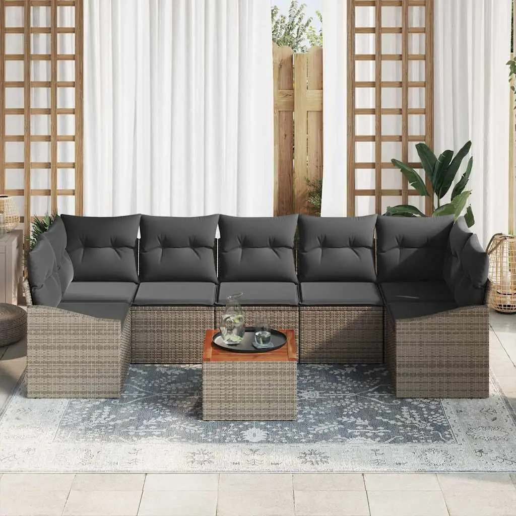 Outdoor Garden Sofa Set Grey 8 Piece Modular Seating with Storage Table