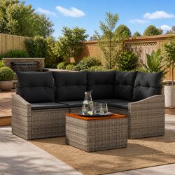 Efficient Grey Garden Sofa Set: 5 Pieces Included
