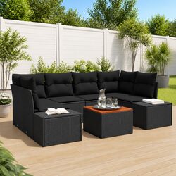 Compact and Modern Black Rattan Sofa Set for Outdoors