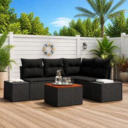 Outdoor Garden Sofa Set 5 pcs Black Poly Rattan Modular with Storage Bag