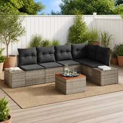 Compact 6-Piece Modular Outdoor Sofa Set in Grey