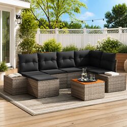 Compact 7-Piece Outdoor Sofa Set for Relaxation
