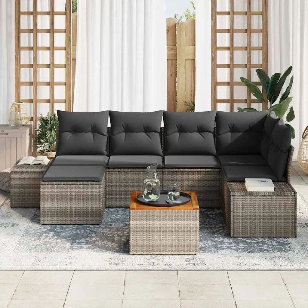Garden Sofa Set Grey 7 Piece Modular Outdoor Furniture Sectional Lounge