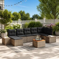 Compact and Sturdy 8-Piece Grey Garden Sofa Set