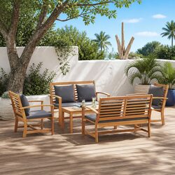 Compact 5 Piece Outdoor Sofa Set with Teak Wood