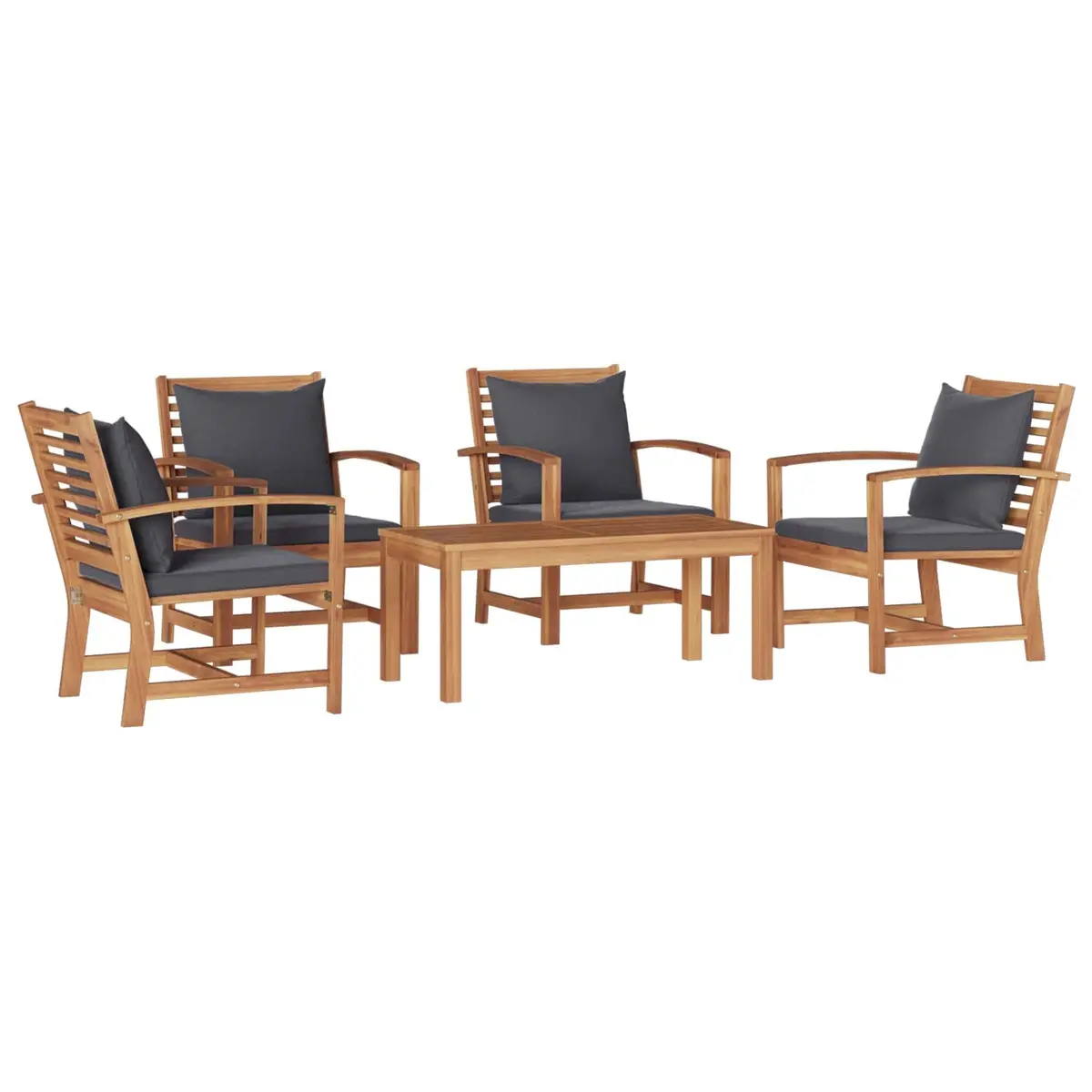 Garden Sofa Set 5 Pieces Outdoor Seating Patio Furniture Brown Modern