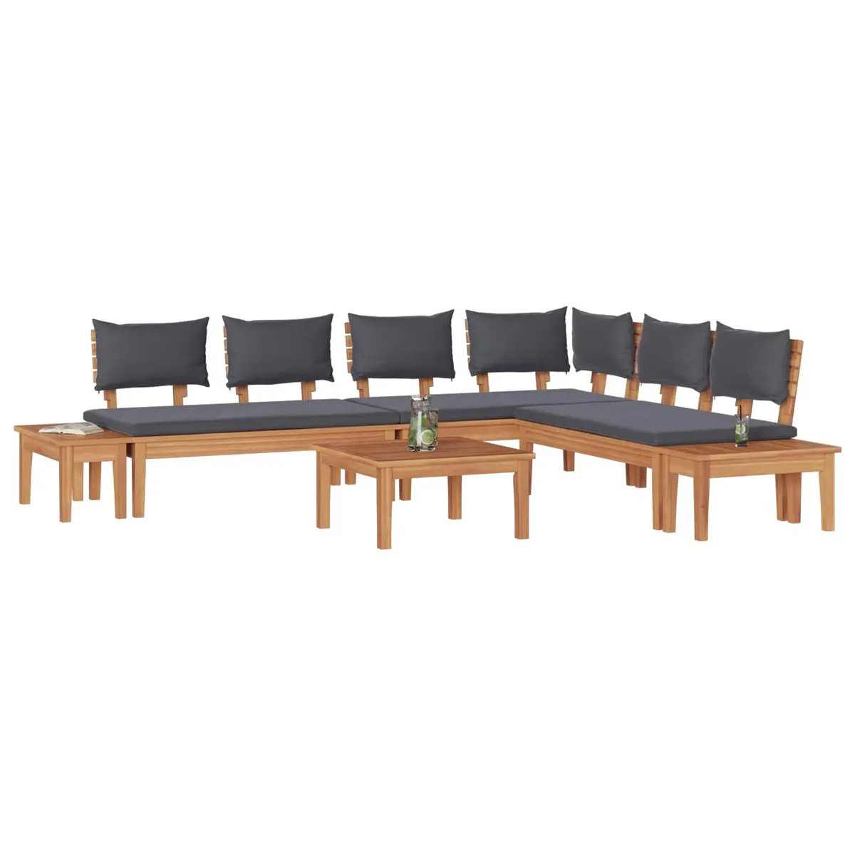 Garden Sofa Set 3pcs Brown and Grey Outdoor Lounge Seating Patio Furniture Set