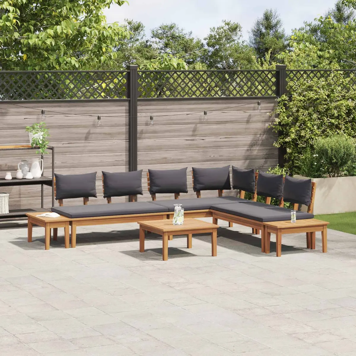 Garden Sofa Set 3pcs Brown and Grey Outdoor Lounge Seating Patio Furniture Set