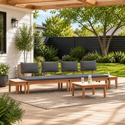 Chic Brown and Grey Outdoor Sofa Set - 5 Pieces