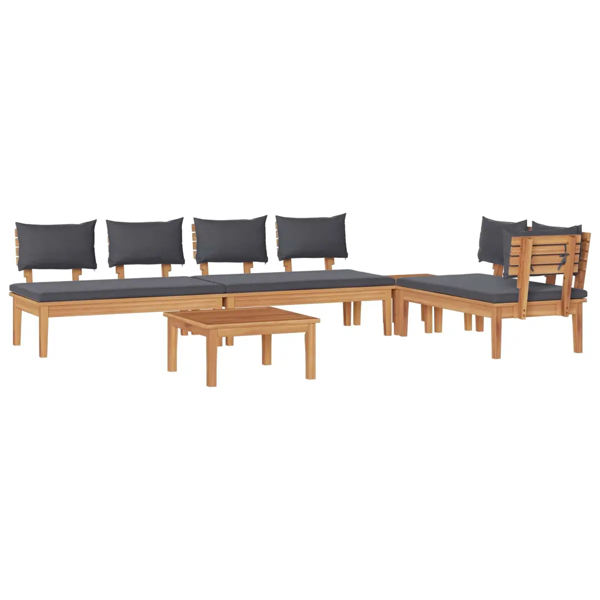 Garden Sofa Set 5 Piece Outdoor Furniture Lounge Seating Brown Grey Modern