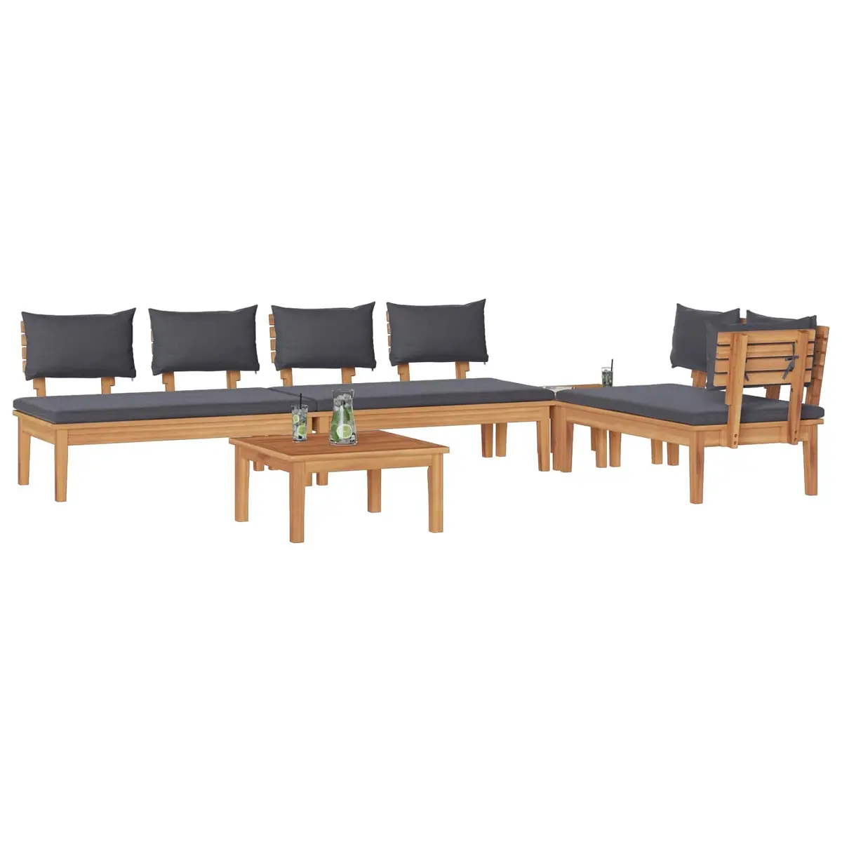 Garden Sofa Set 5 Piece Outdoor Furniture Lounge Seating Brown Grey Modern