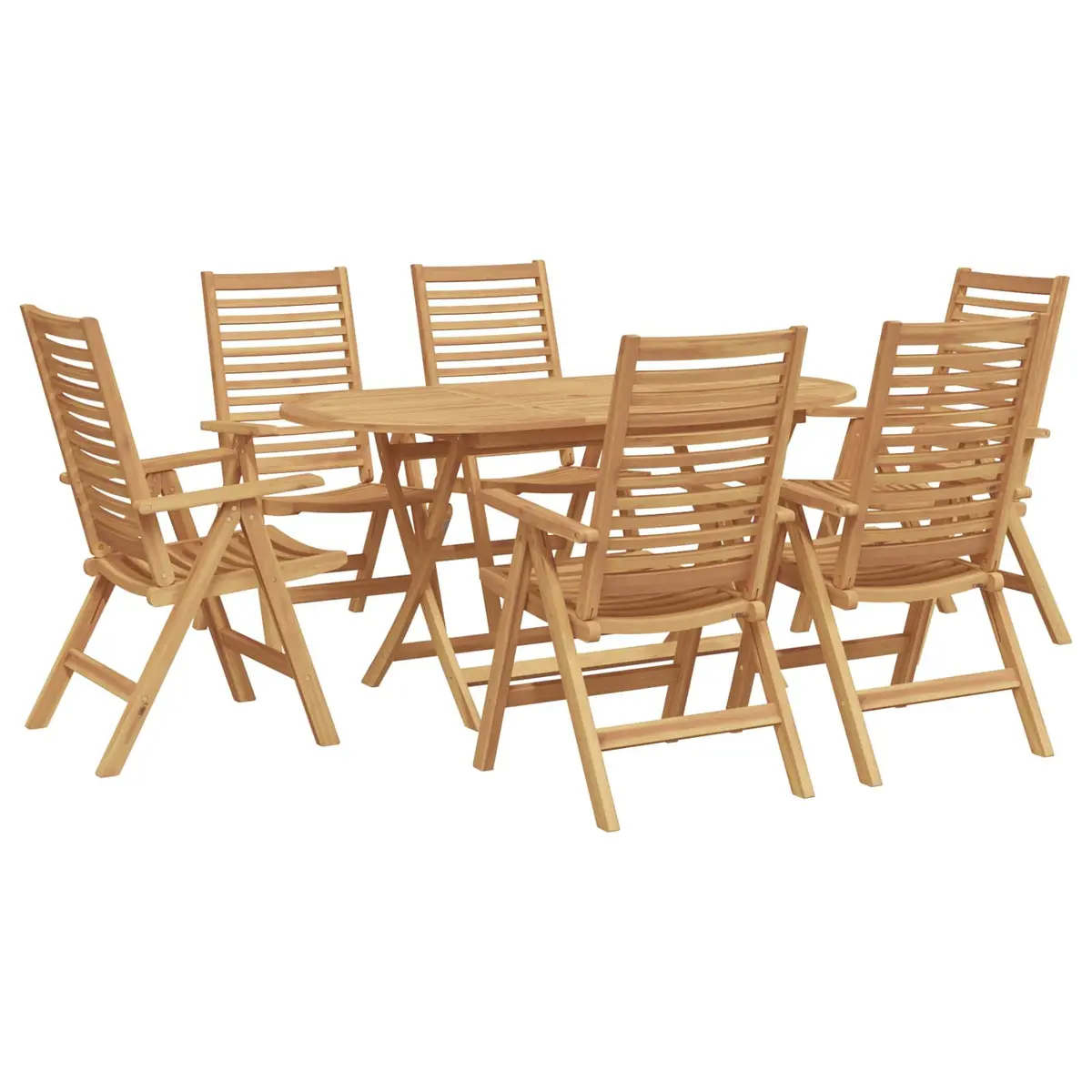 Garden Dining Set Brown 7 Piece Teak Wood Outdoor Furniture Table Chairs