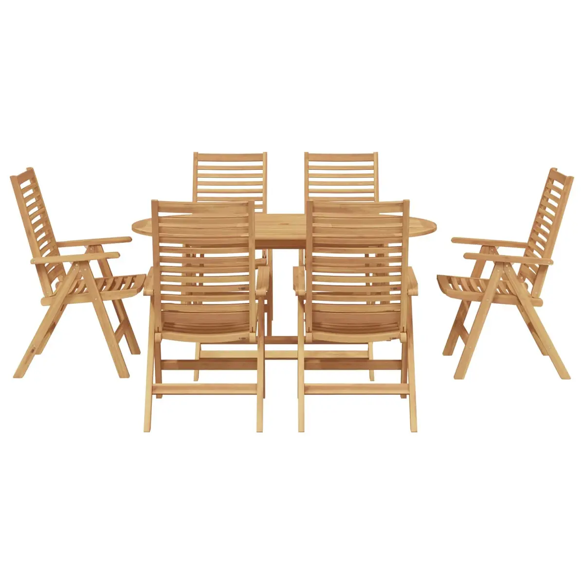 Garden Dining Set Brown 7 Piece Teak Wood Outdoor Furniture Table Chairs