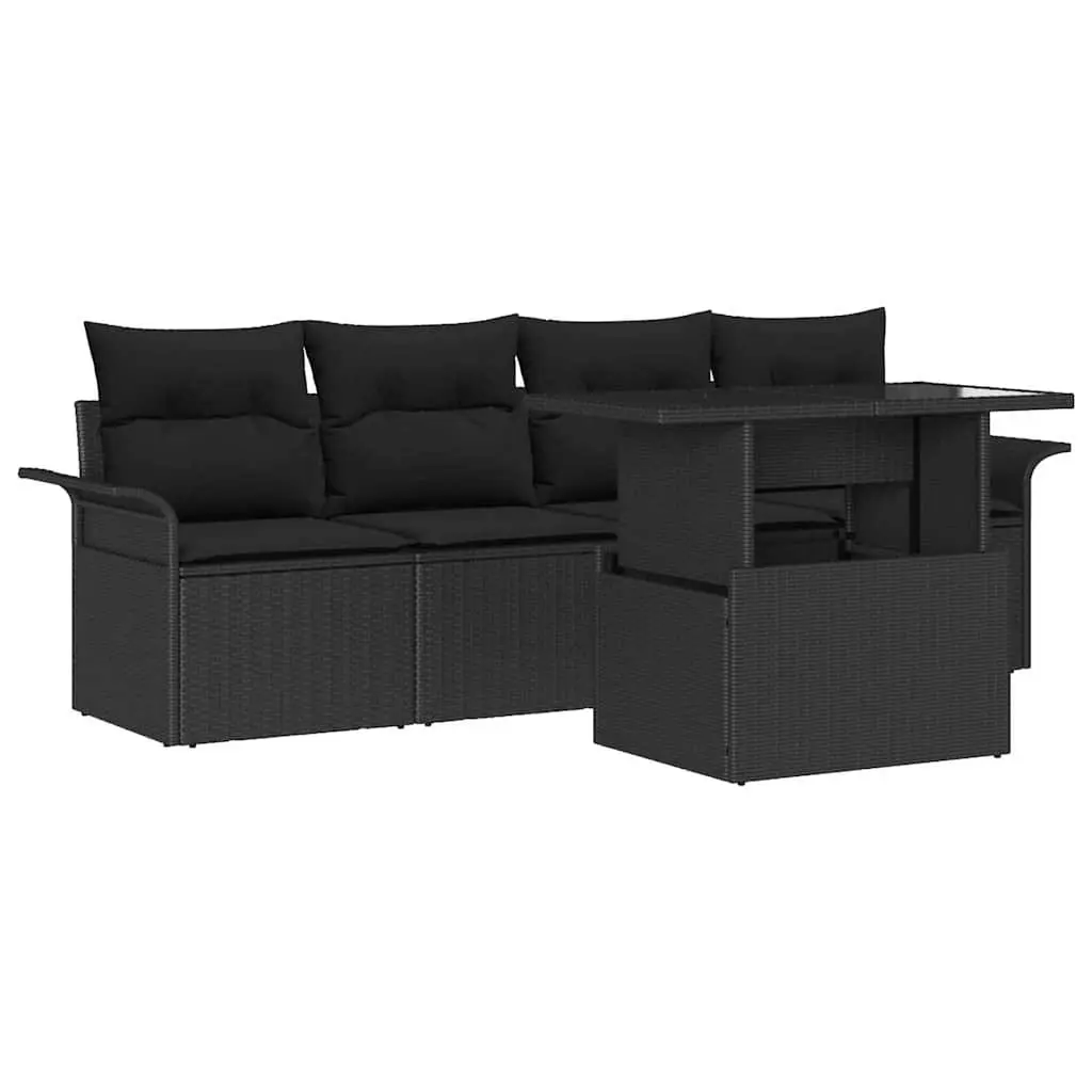 5-Piece Modular Garden Sofa Set with Cushions Coffee Table Outdoor Patio