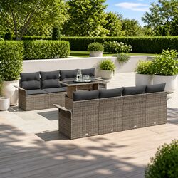 9-Piece Grey Garden Sofa Set - Simple and Stylish