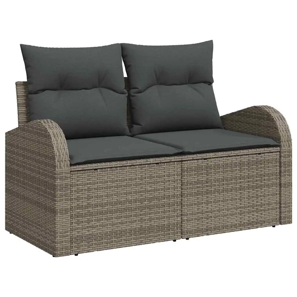 Garden Sofa Set Grey 8 Piece Modular Outdoor Seating Poly Rattan with Cushions