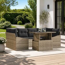 Concise 7 Piece Outdoor Sofa Set - Modular with Storage - Black